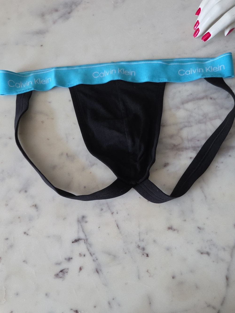 Calvin Klein Kids Black Jock Brief with Teal Waistband Sz L